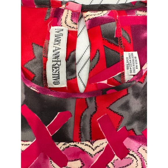 1980's Mary Ann Restivo Vintage 100% Silk Blouse Size 8 - Picture 8 of 9